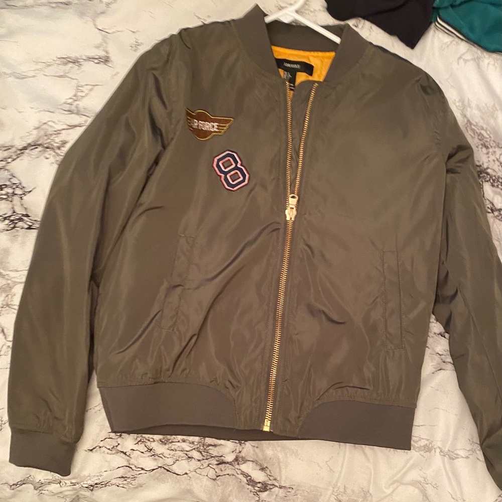 Forever 21 Army green bomber jacket